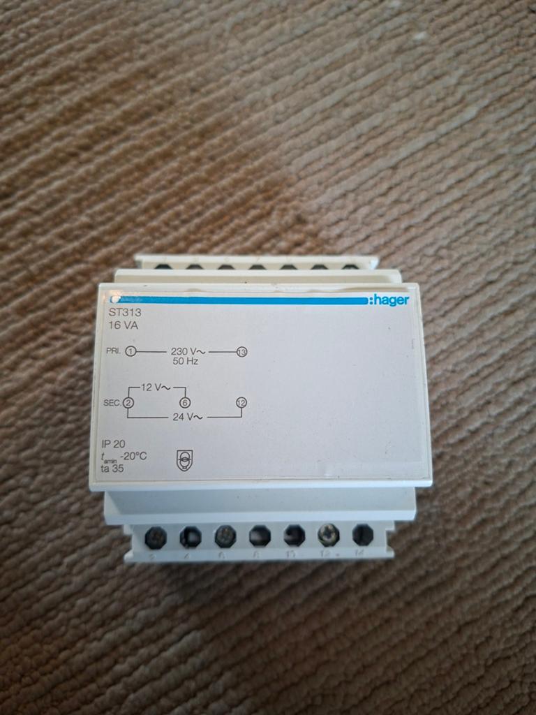 Hager ST313 Transformator 16 VA - Nieuwstaat, Ophalen of Verzenden, Zo goed als nieuw, Overige typen