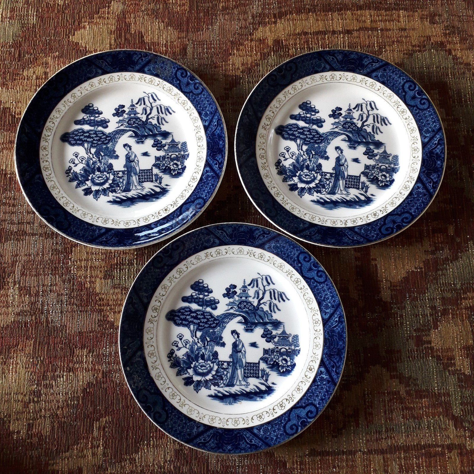 3 Double Phoenix N.K.T. Ironstone Japan borden, Antiek en Kunst, Antiek | Servies los, Ophalen