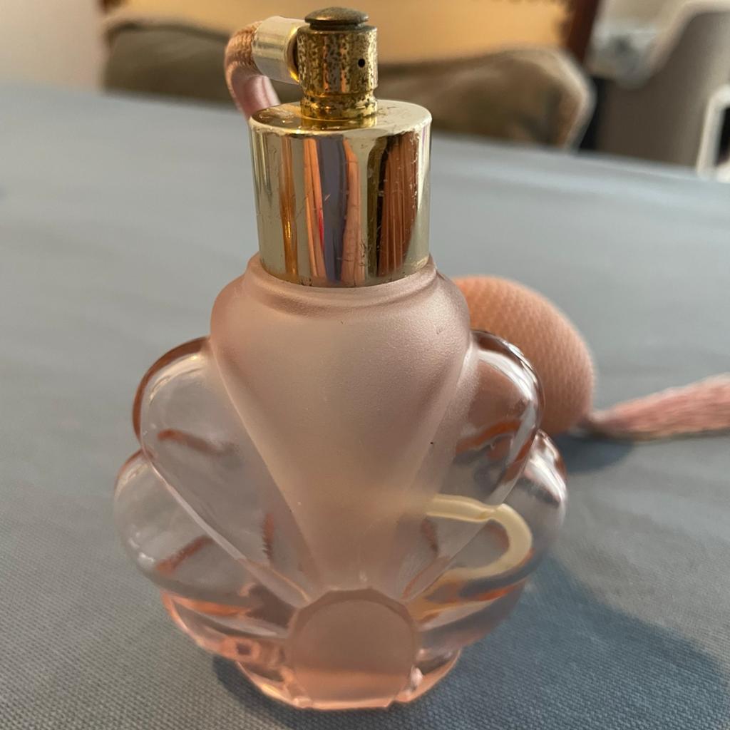 Vintage Roze Parfumflesje met Pompje, Ophalen of Verzenden, Gebruikt