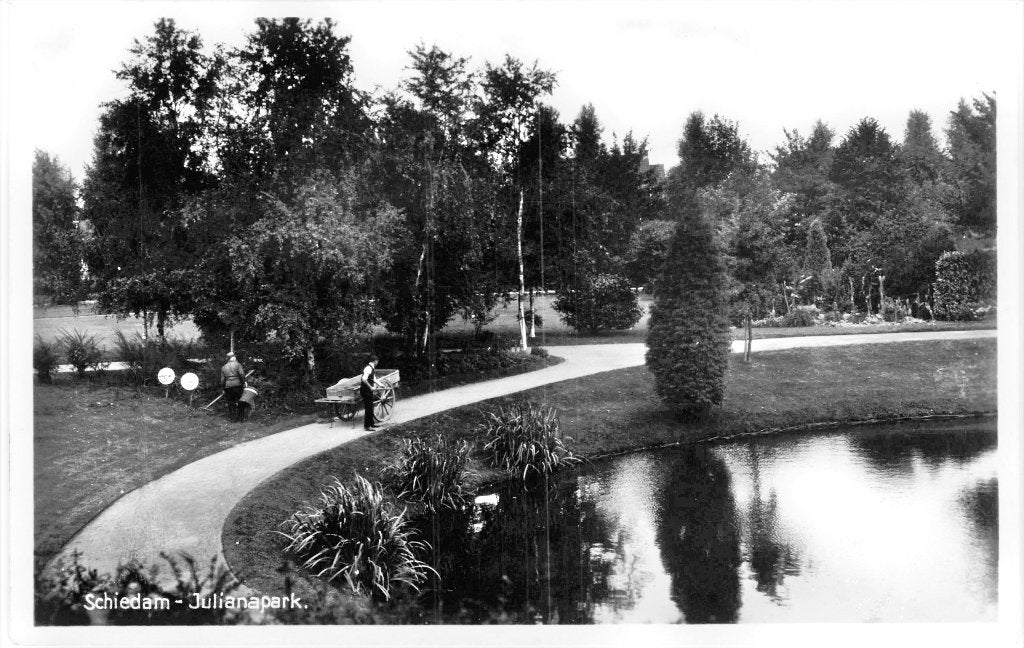 968075 Schiedam Julianapark 1939 Gelopen met postzegel