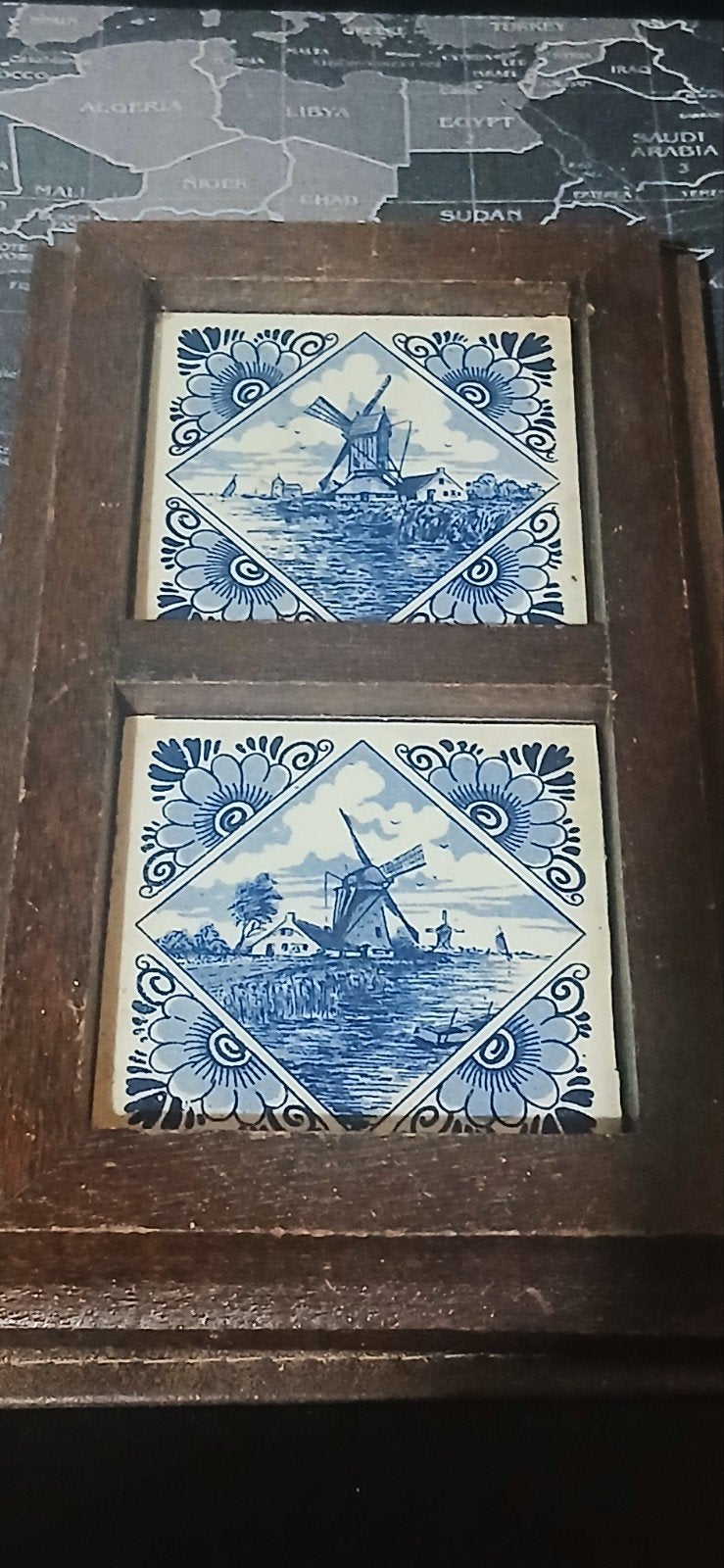 Delfts Blauw Tegeltableau met Molenlandschap, Ophalen