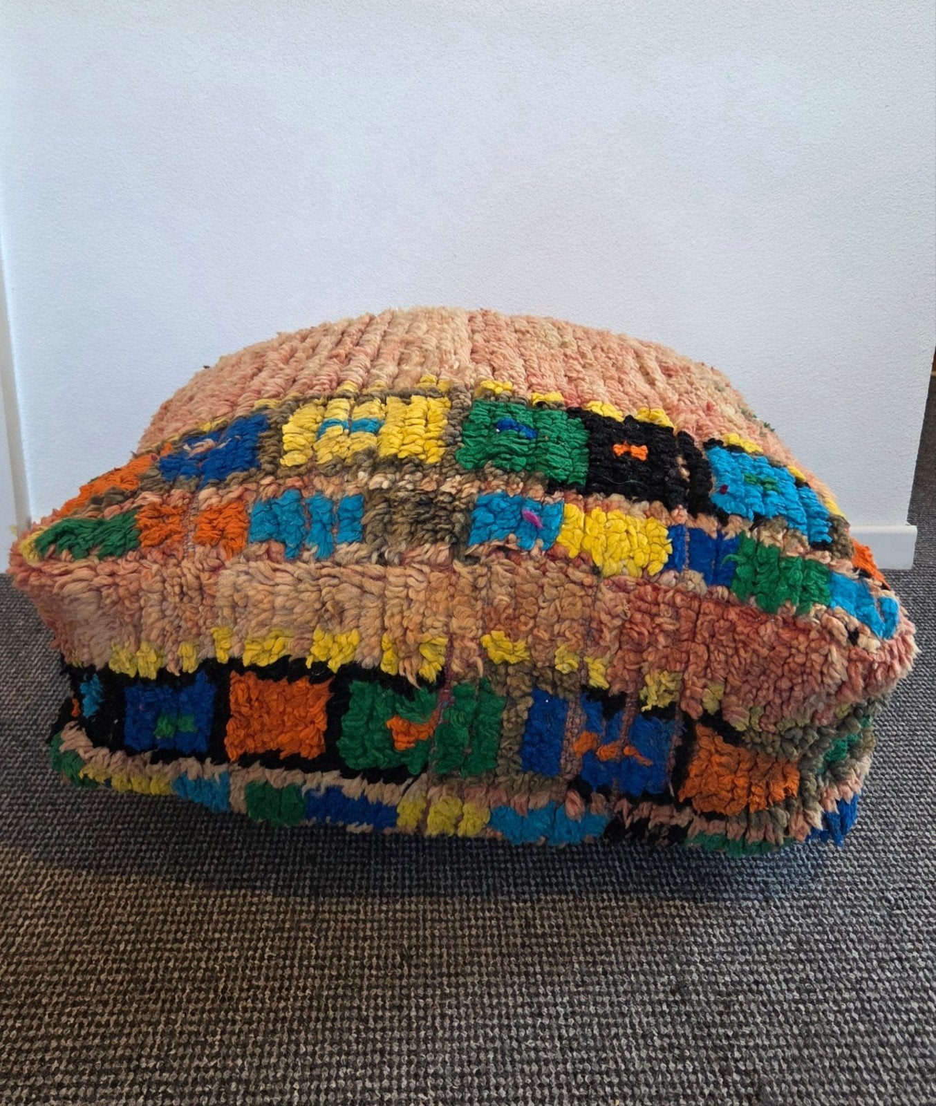 Berber vintage poef, Verzenden, Zo goed als nieuw, 50 tot 75 cm, 50 tot 75 cm