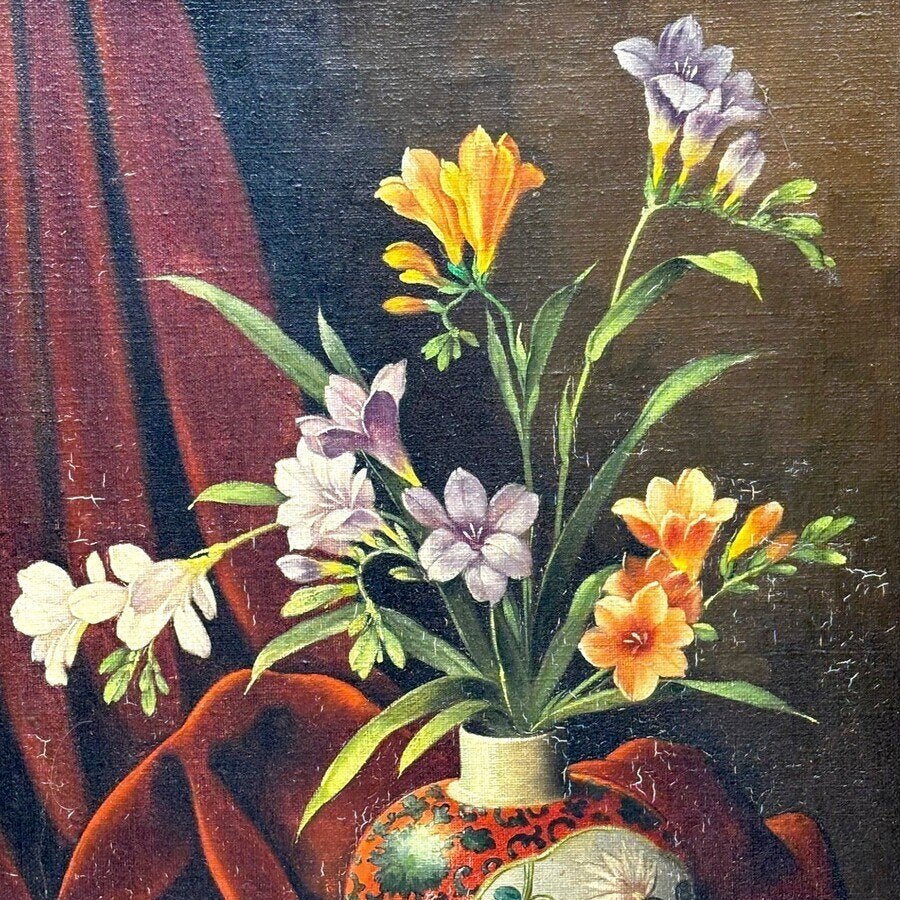Joannes Baptista Nicolaas van Gent (1891–1974) - Fresias, Nederlandse school, Doek, Stilleven, Ophalen of Verzenden