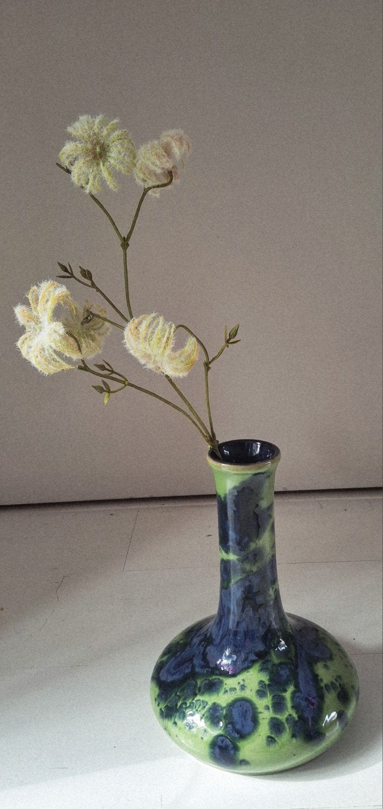 vintage,Marei Ceramic,vaas,made in germany,blauw groen glazu, Ophalen of Verzenden