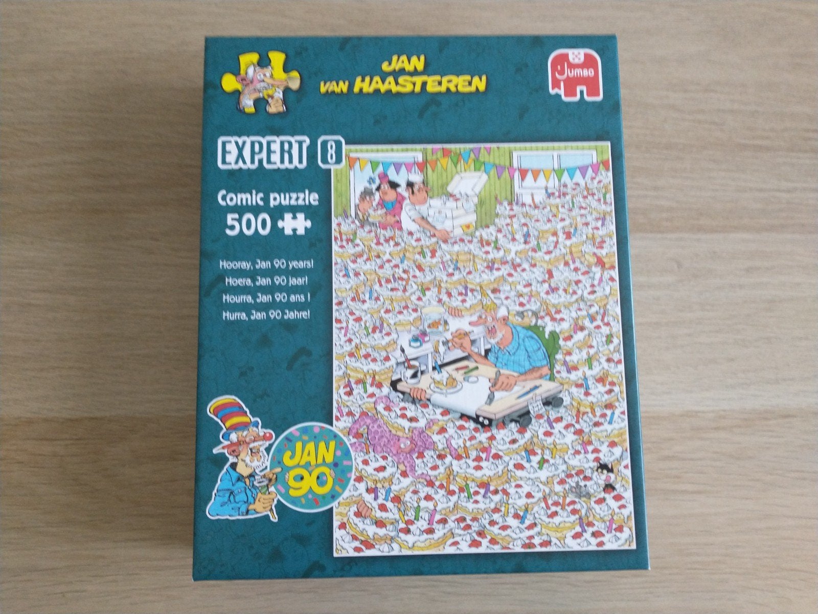 Jan van Haasteren puzzel expert nr 8 hoera Jan 90 jaar, Ophalen of Verzenden, 500 t/m 1500 stukjes, Zo goed als nieuw