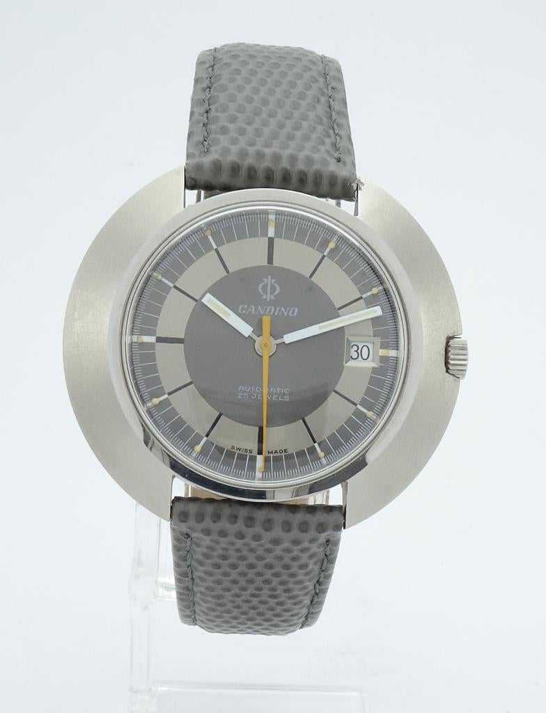 Candino titanium heren auto date jaren ‘70, Sieraden, Tassen en Uiterlijk, Horloges | Heren, Overige materialen, Leer, Polshorloge