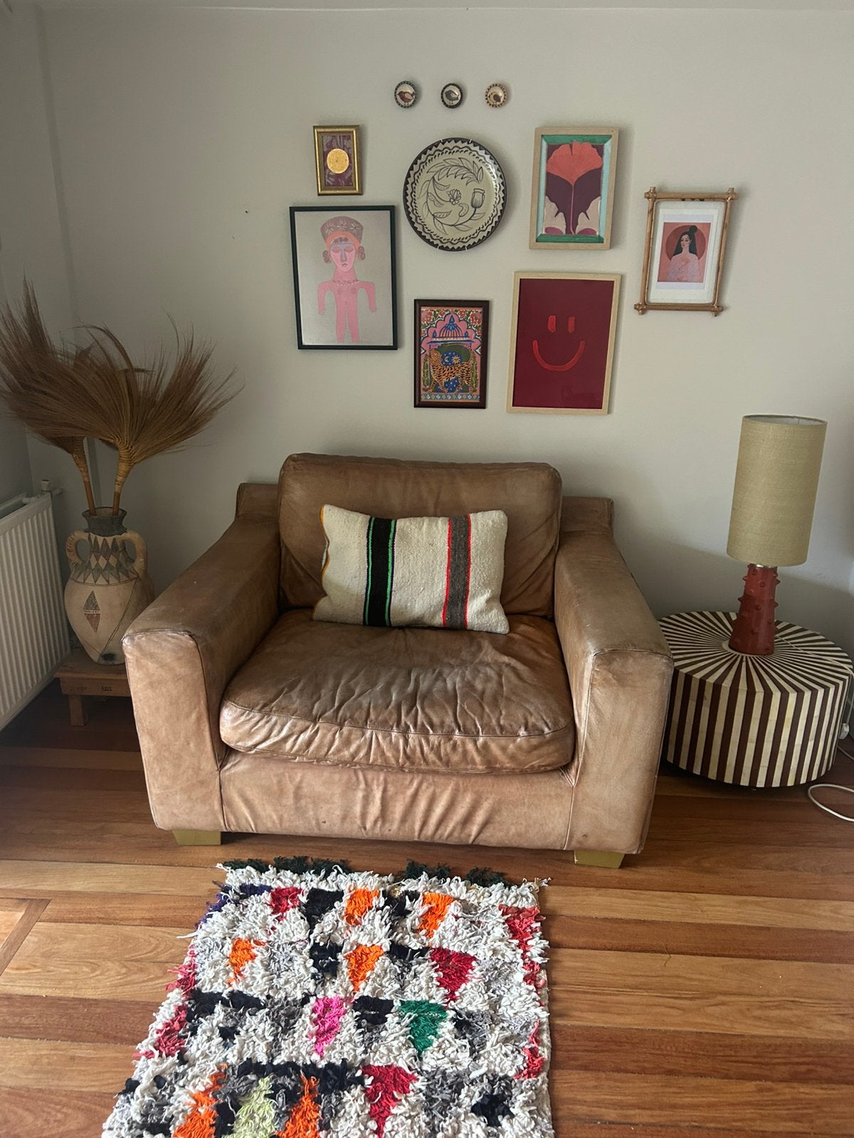 Love seat leer, Huis en Inrichting, Ophalen, Gebruikt, Boho, 100 tot 125 cm