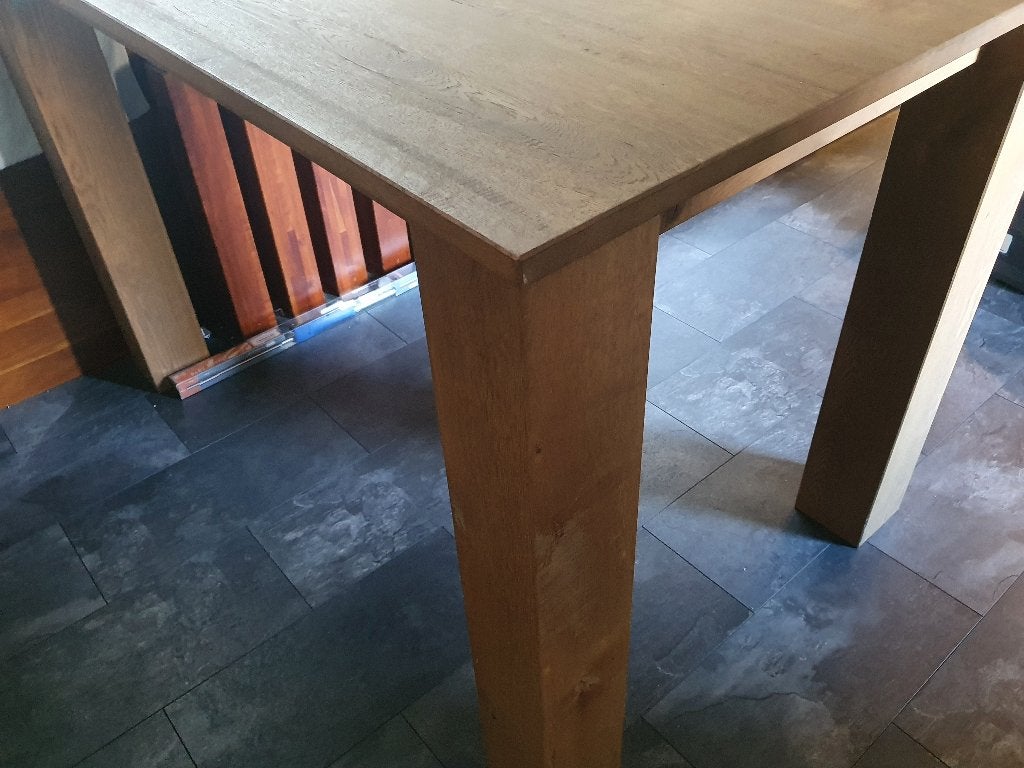 Verweerd eiken bartafel, Eikenhout, Zo goed als nieuw, Vijf personen of meer, 150 tot 200 cm