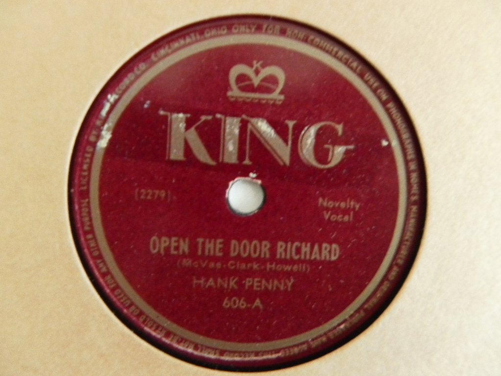 78 Toerenplaat Hank Penny - Open The Door Richard, Gebruikt, 10 inch, Ophalen of Verzenden, Overige typen