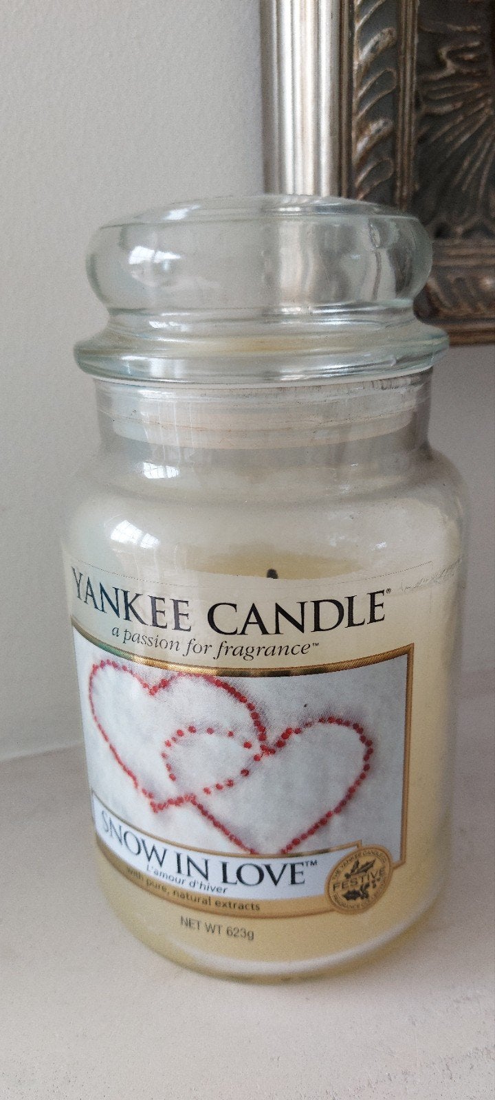 Yankee Candle Snow In Love Geurkaars, Huis en Inrichting, Gebruikt, Overige merken, Ophalen of Verzenden, Glas