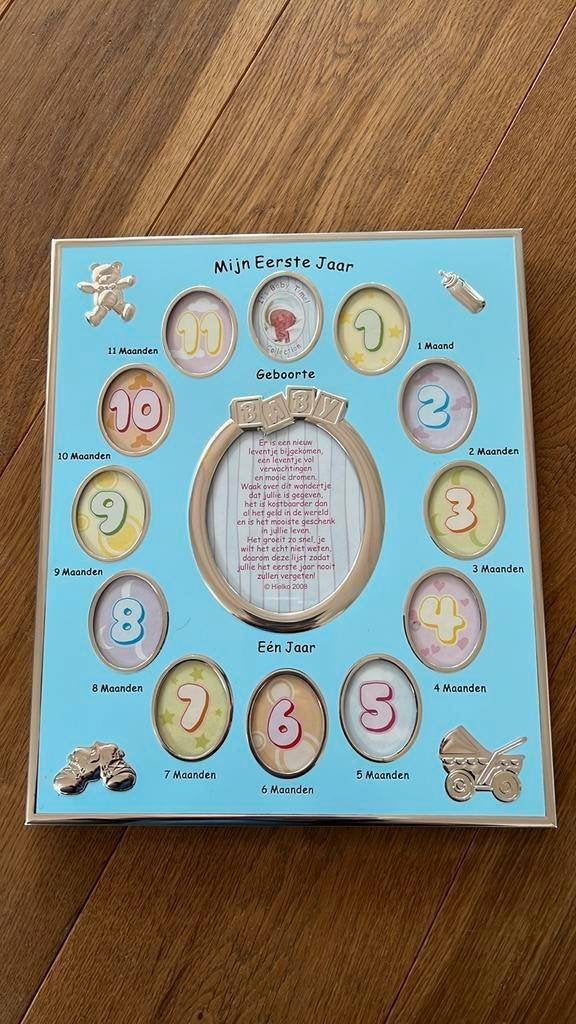 Fotolijst mijn eerste jaar - kraamcadeau jongen NIEUW! 30x25, Ophalen of Verzenden, Nieuw