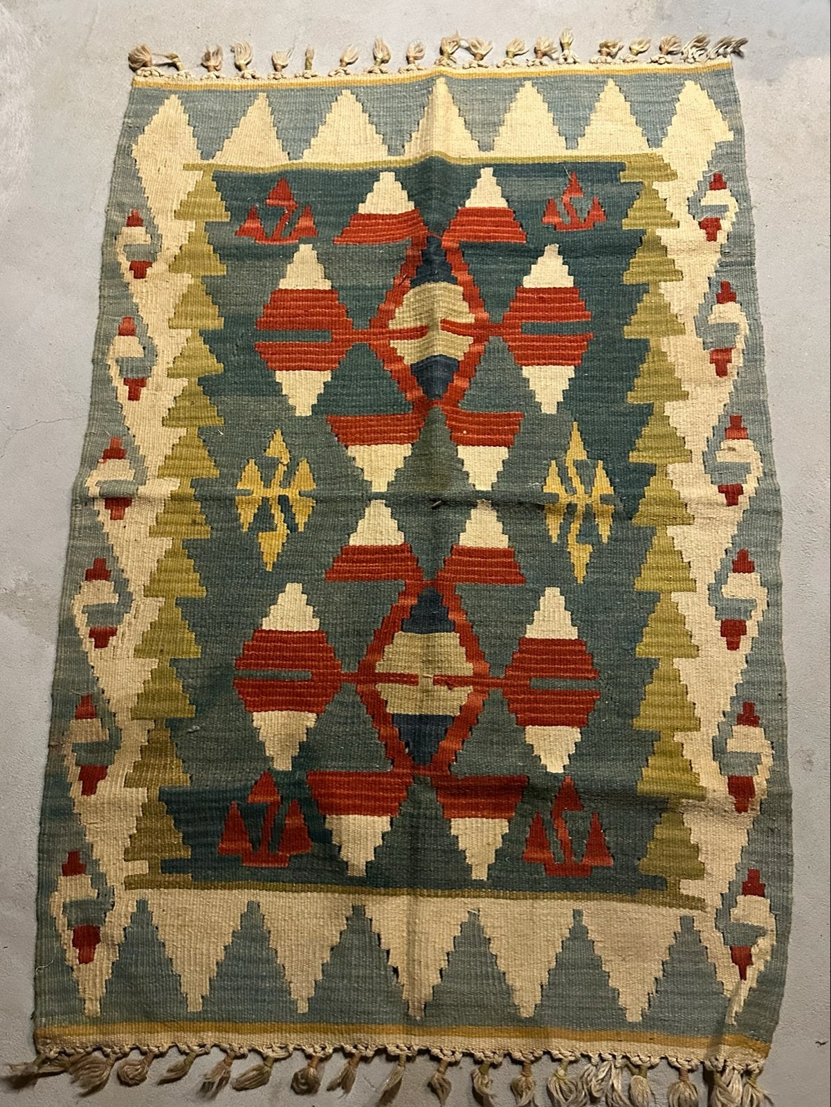 Zuid-Amerikaans vloerkleed / wandkleed, Gebruikt, 100 tot 150 cm, Rechthoekig, Rood