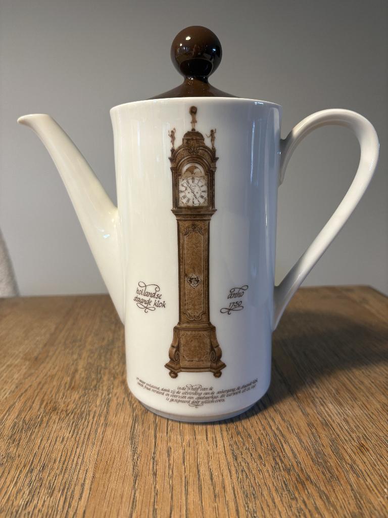 Vintage klokken servies Mitterteich Douwe Egberts Theepot, Overige typen, Ophalen of Verzenden, Zo goed als nieuw, Overige stijlen