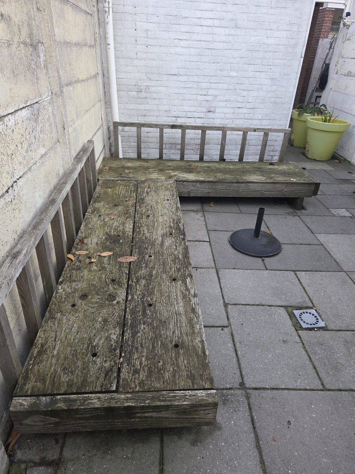 Houten tuinbank . 2 losse delen, Tuin en Terras, Terrasdelen en Vlonders, Ophalen, Gebruikt, Hout