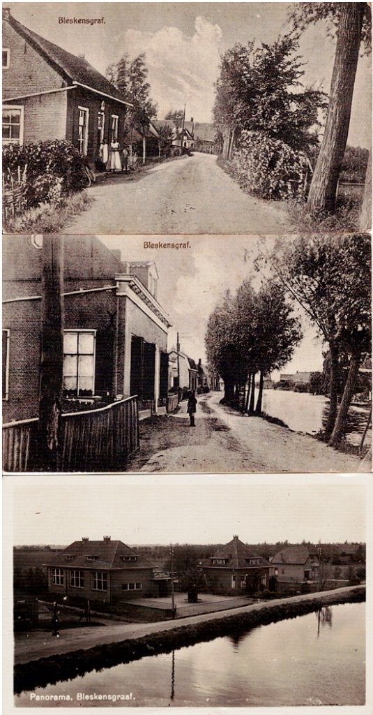 Bleskensgraaf in vroeger tijd  3 oude kaarten, Verzenden, 1920 tot 1940, Gelopen, Zuid-Holland