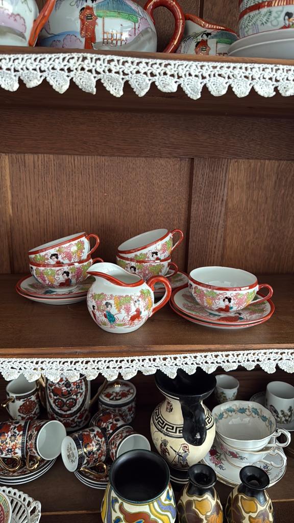 Vintage Chinees porseleinen theeservies met druivenmotief, Antiek en Kunst, Antiek | Porselein, Ophalen