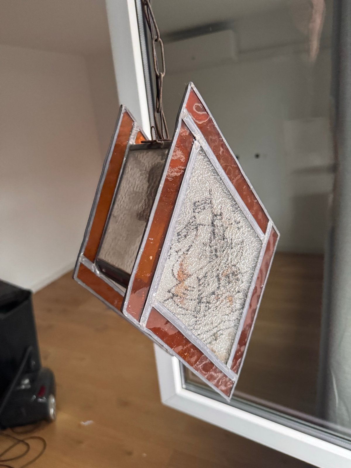 Unieke glas-in-lood hanglamp met scheepsmotief, Huis en Inrichting, Ophalen of Verzenden, Glas