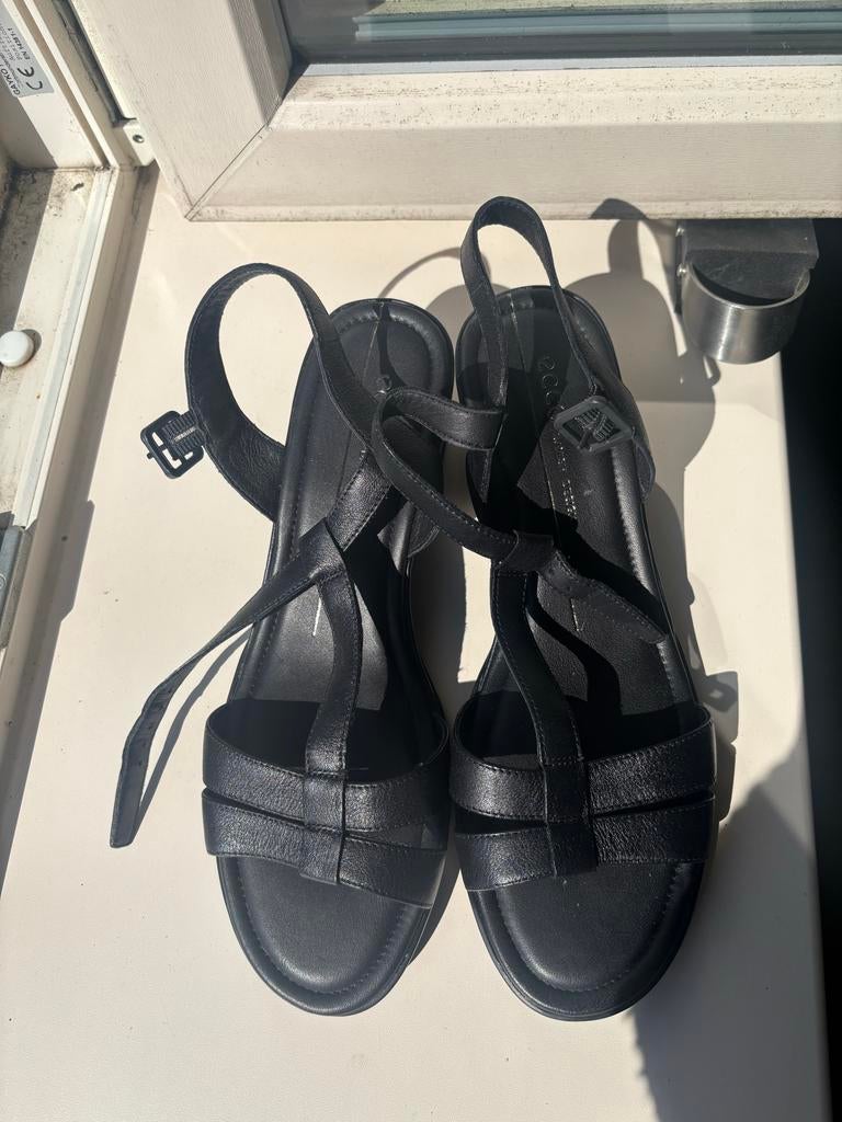 Ecco sleehak sandalen - Zwart maat 38, Kleding | Dames, Schoenen, Ophalen of Verzenden, Zo goed als nieuw, Zwart, Sandalen of Muiltjes