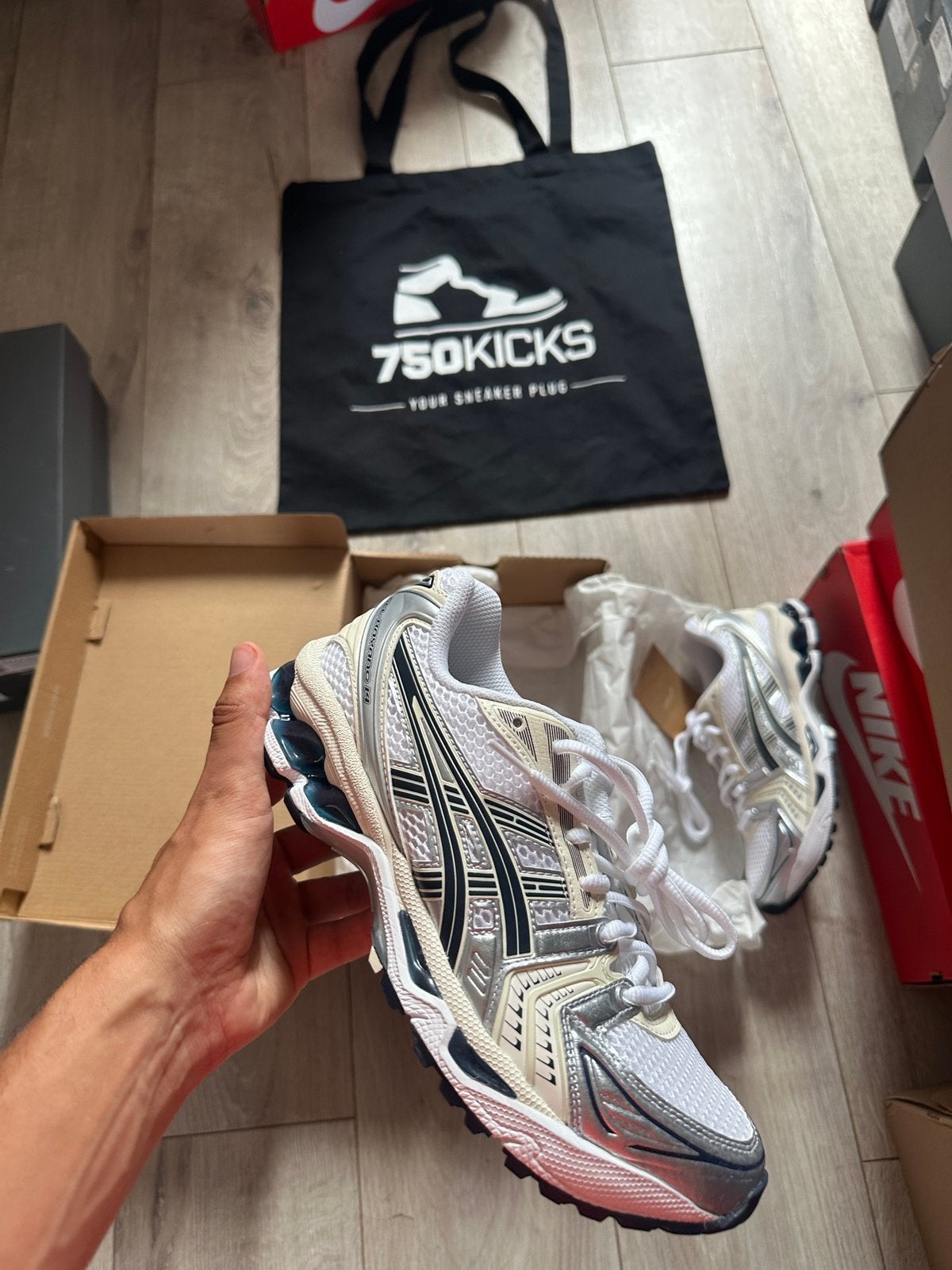 Asics Gel-Kayano 14 White Midnight Maat EU38 1202A056-109, Wit, Nieuw, Ophalen of Verzenden, A