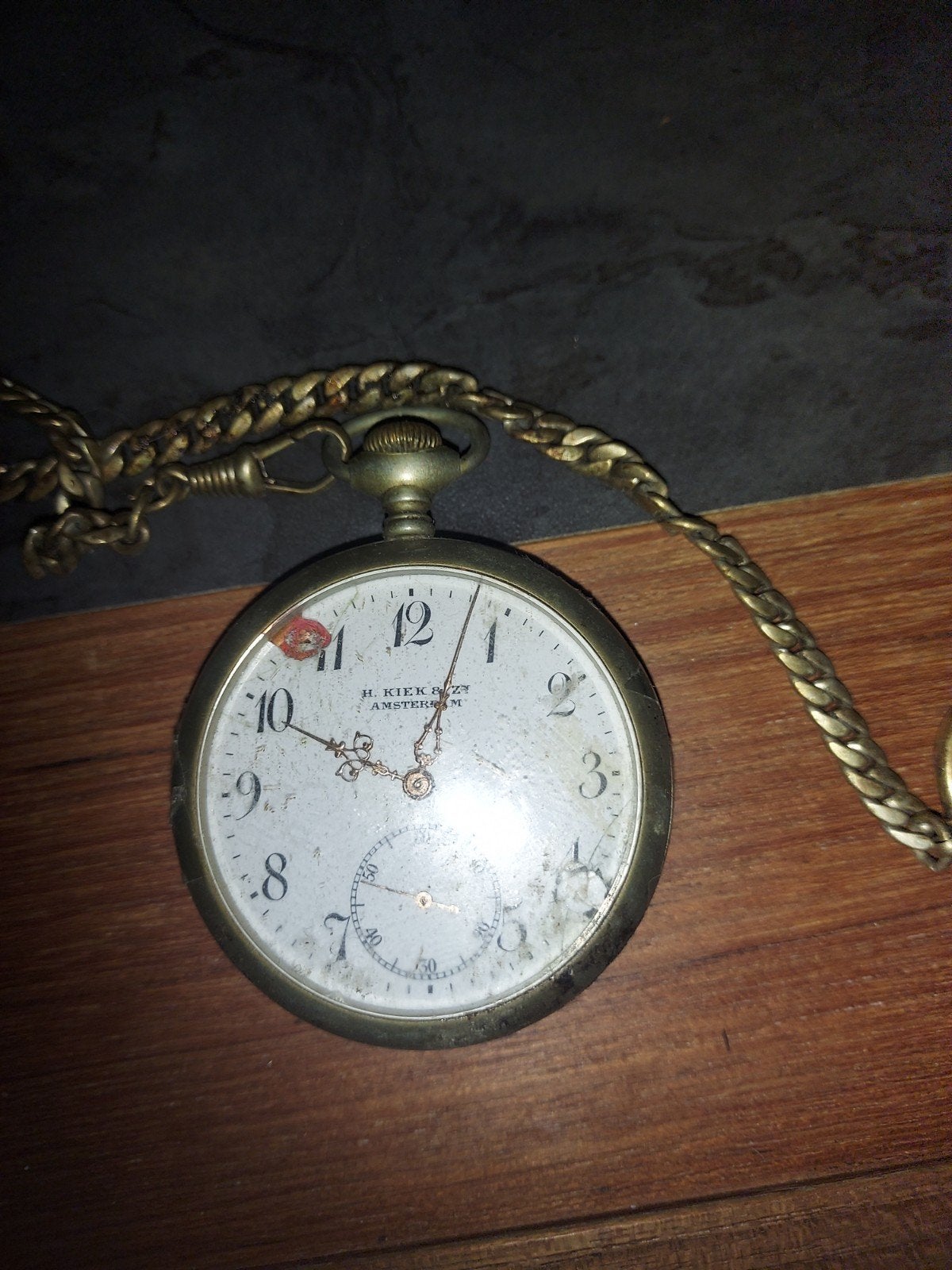 Antiek zakhorloge H. Kiek & ZN Amsterdam met ketting, Ophalen of Verzenden