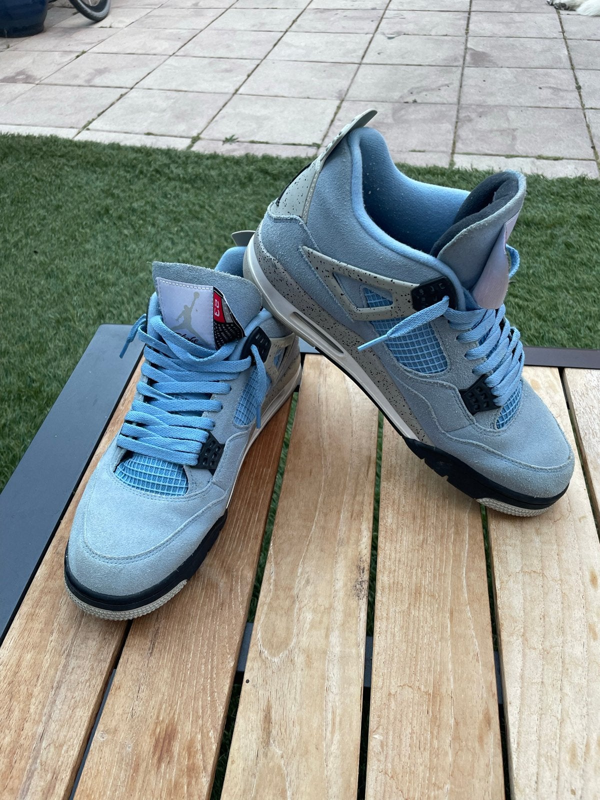 Nike Air Jordan 4 Retro SP 'University Blue' - Maat 47.5, Ophalen, Zo goed als nieuw, Blauw, Sneakers of Gympen