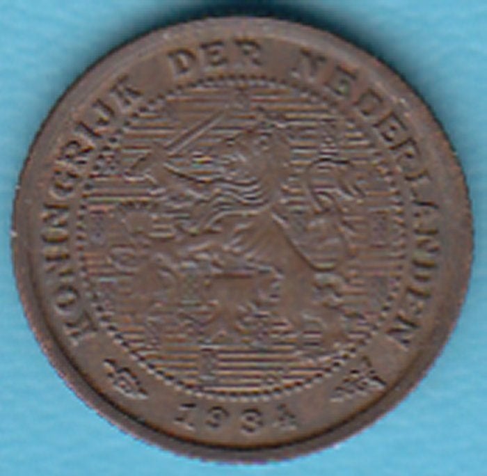 Nederland halve cent 1934 Wilhelmina in munthouder, Postzegels en Munten, Munten | Nederland, Ophalen of Verzenden, Koningin Wilhelmina