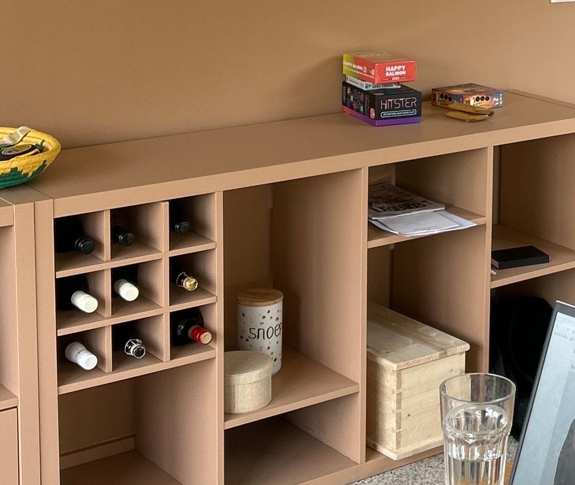 IKEA Kallax 147 met wijnrek en opbergvakken, Huis en Inrichting, Ophalen, Gebruikt