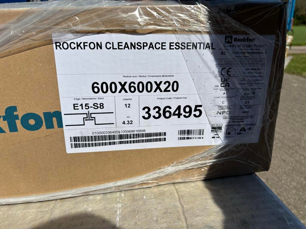 Rockfon CleanSpace Essential Plafondplaten 600x600x20 17,3m2, Ophalen, Nieuw, Overige materialen, 20 tot 50 mm