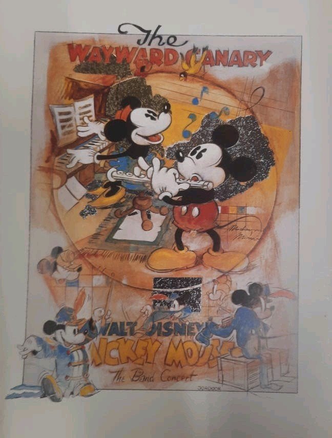 vintage Disney-lithografie Joadoor 1990, Ophalen of Verzenden, Mickey Mouse, Zo goed als nieuw, Plaatje of Poster