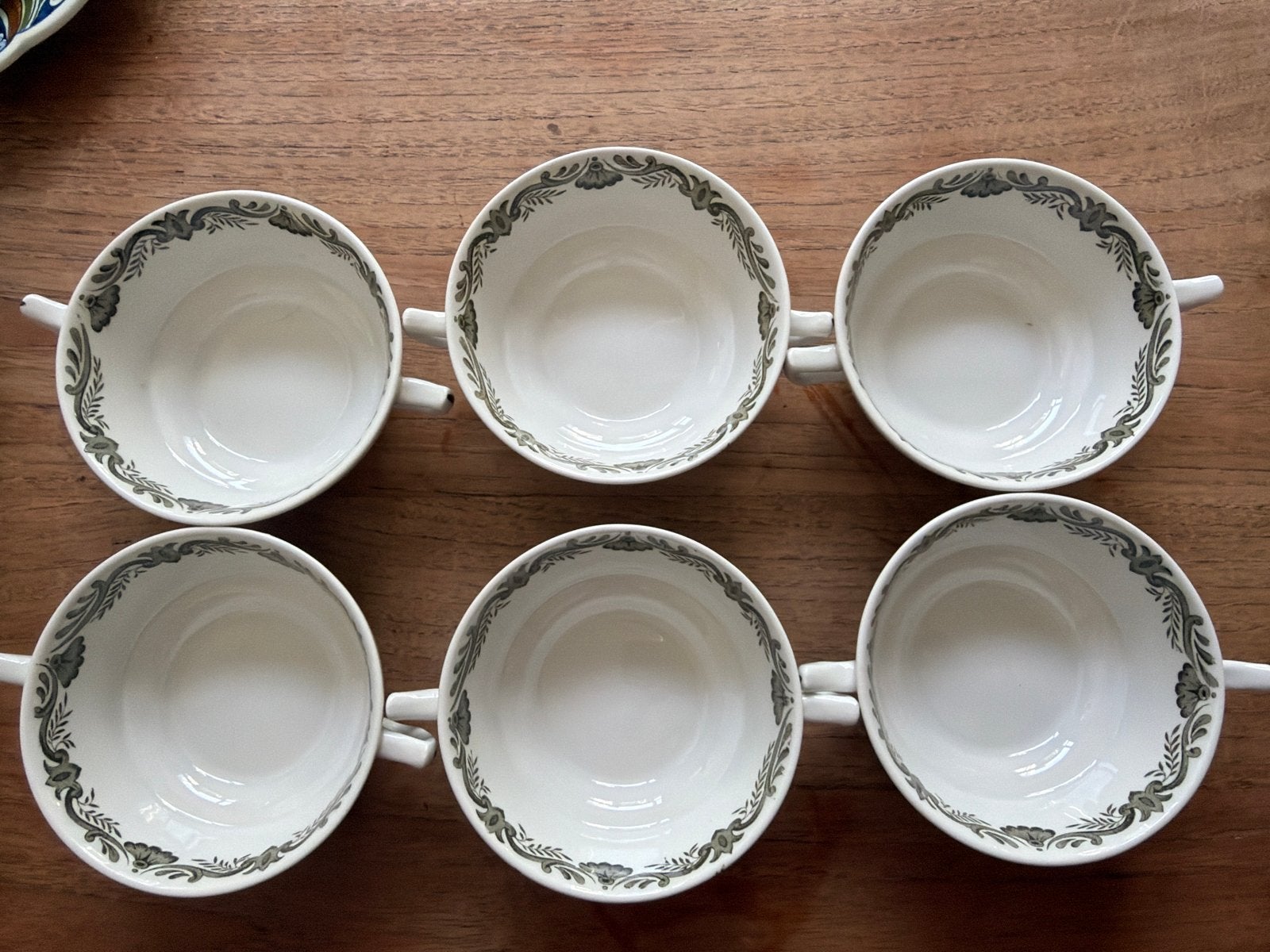 6 Soepkommen met Schotels Ridgway Windsor Vintage Engelse, Overige merken, Keramiek, Vintage, Ophalen of Verzenden