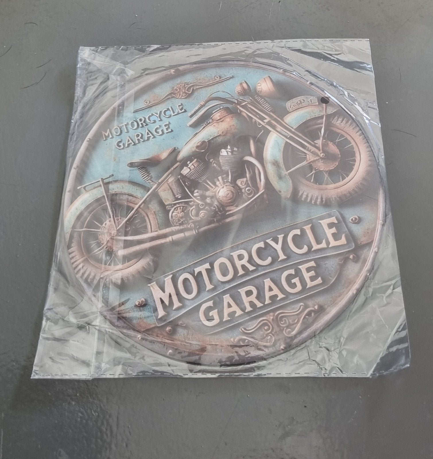 Houten Wandbordje "Motorcycle Garage", Hout, Vintage, Nieuw, Ophalen of Verzenden