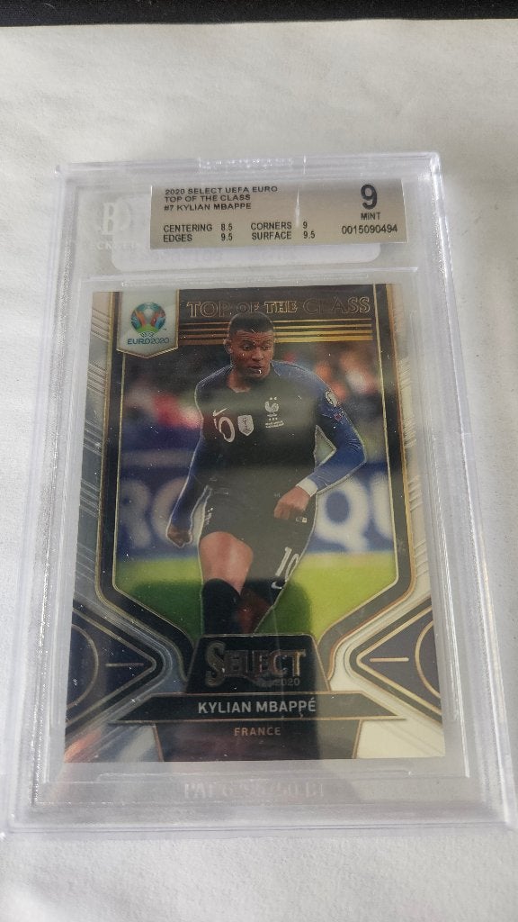 Kylian Mbappe Panini Select top-7 Beckett 9, Verzamelen, Ophalen of Verzenden, Zo goed als nieuw, Buitenlandse clubs, Poster, Plaatje of Sticker
