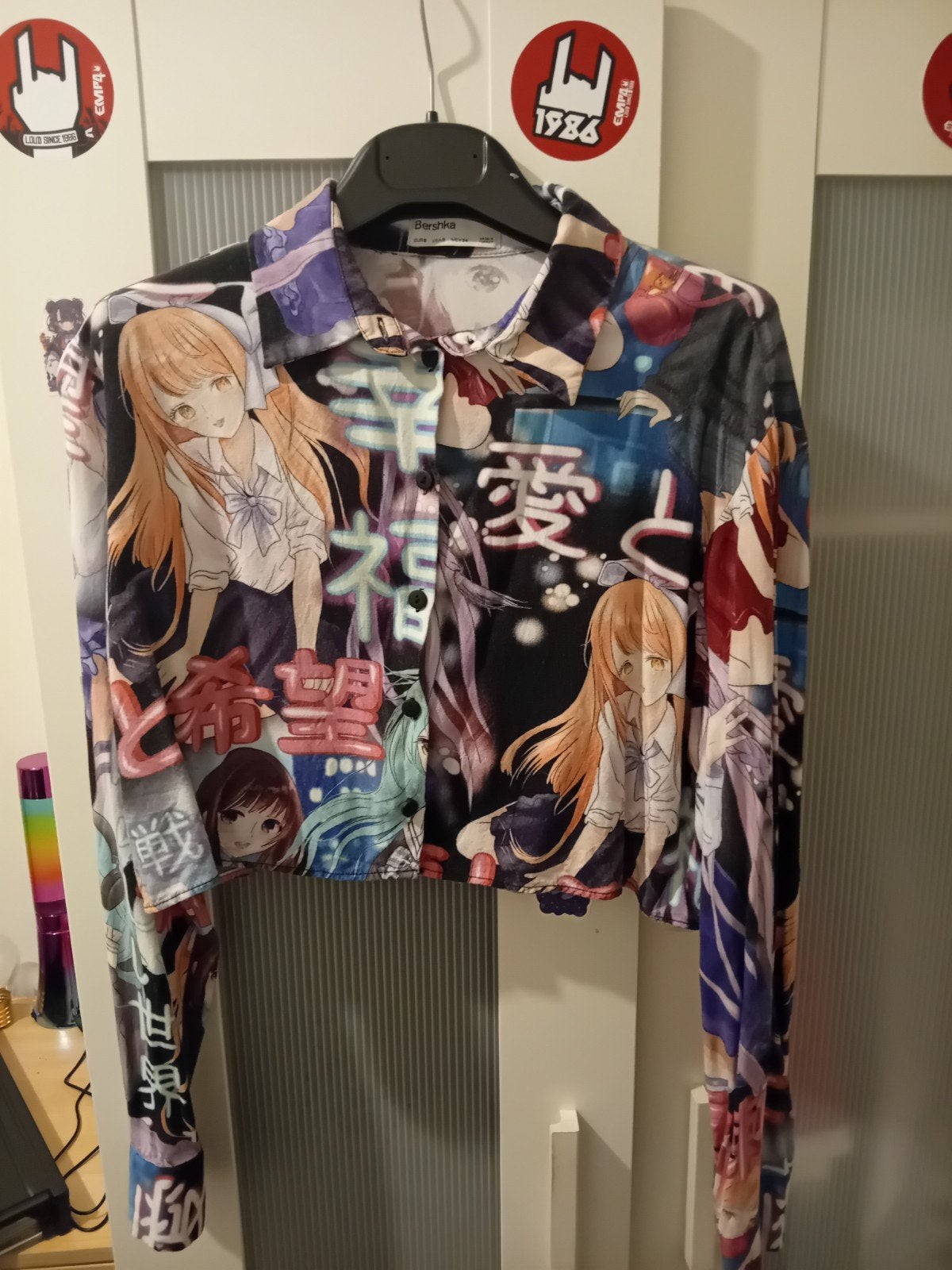Anime blouse, Bershka, Maat 36 (S), Gedragen, Meerkleurig