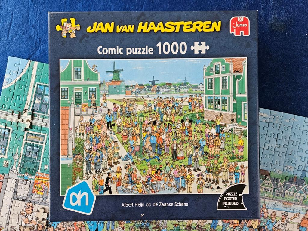 Janvan haasteren "AH op de Zaanse schans" 1000st., Ophalen of Verzenden, 500 t/m 1500 stukjes, Zo goed als nieuw