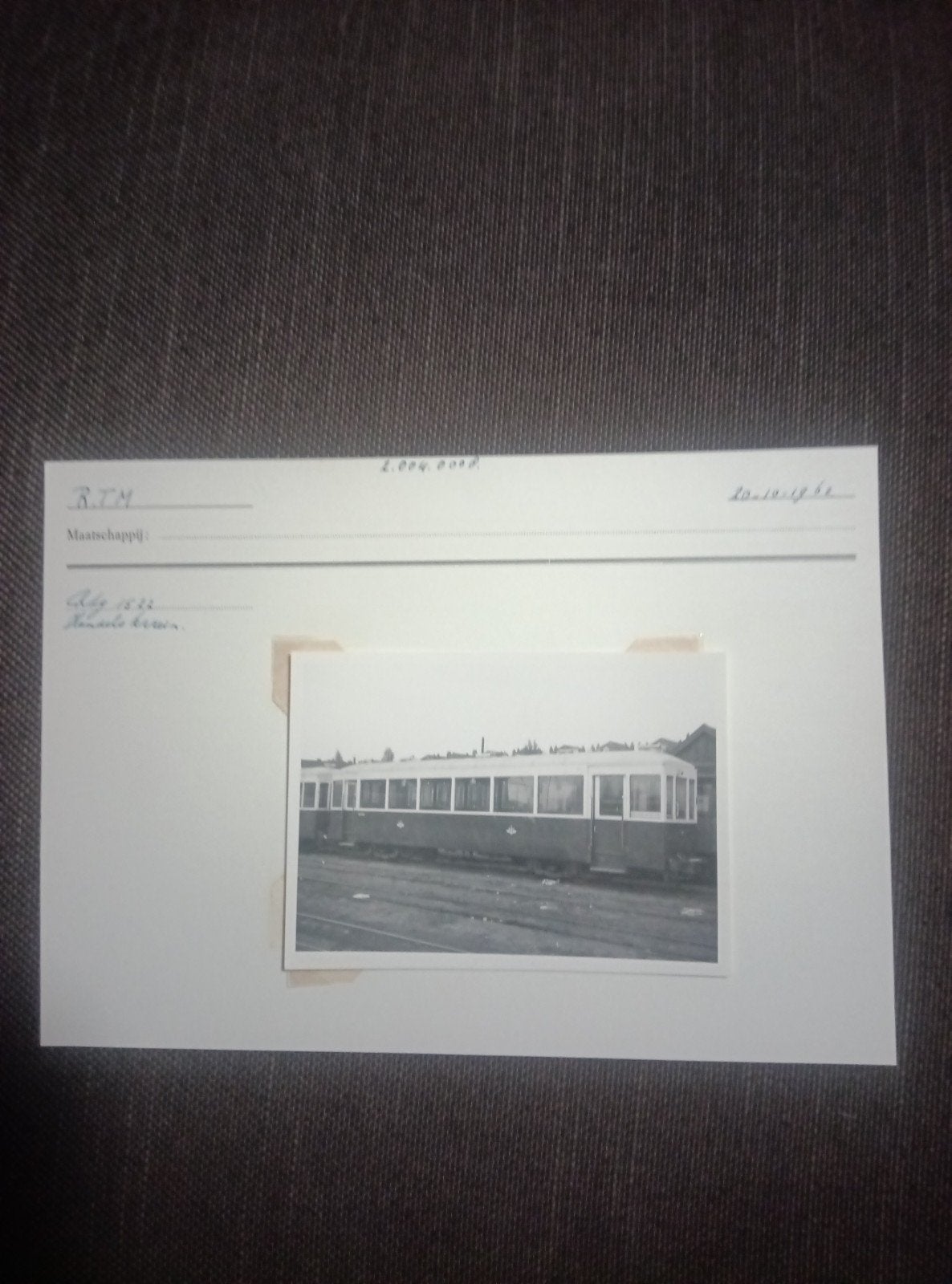 foto en gegevenskaart van R.T.M. tram 1522, Verzamelen, Ophalen of Verzenden, Gebruikt, Tram, Kaart of Prent
