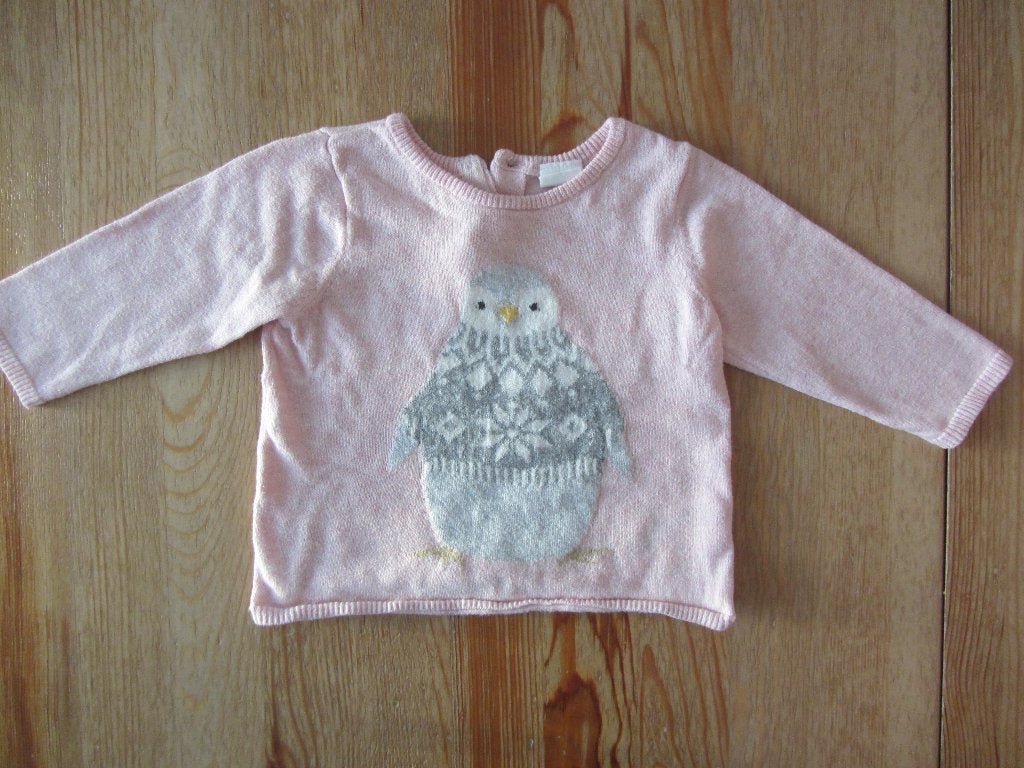 Roze truitje met pinguin maat 68, Ophalen of Verzenden, Gebruikt, Meisje, Truitje of Vestje