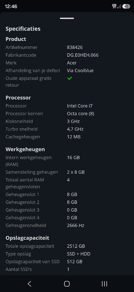 Acer Gaming PC Intel i7 RTX 2060 16GB RAM 2.5TB opslag, Computers en Software, Ophalen, 2512 GB, Zo goed als nieuw, Gaming