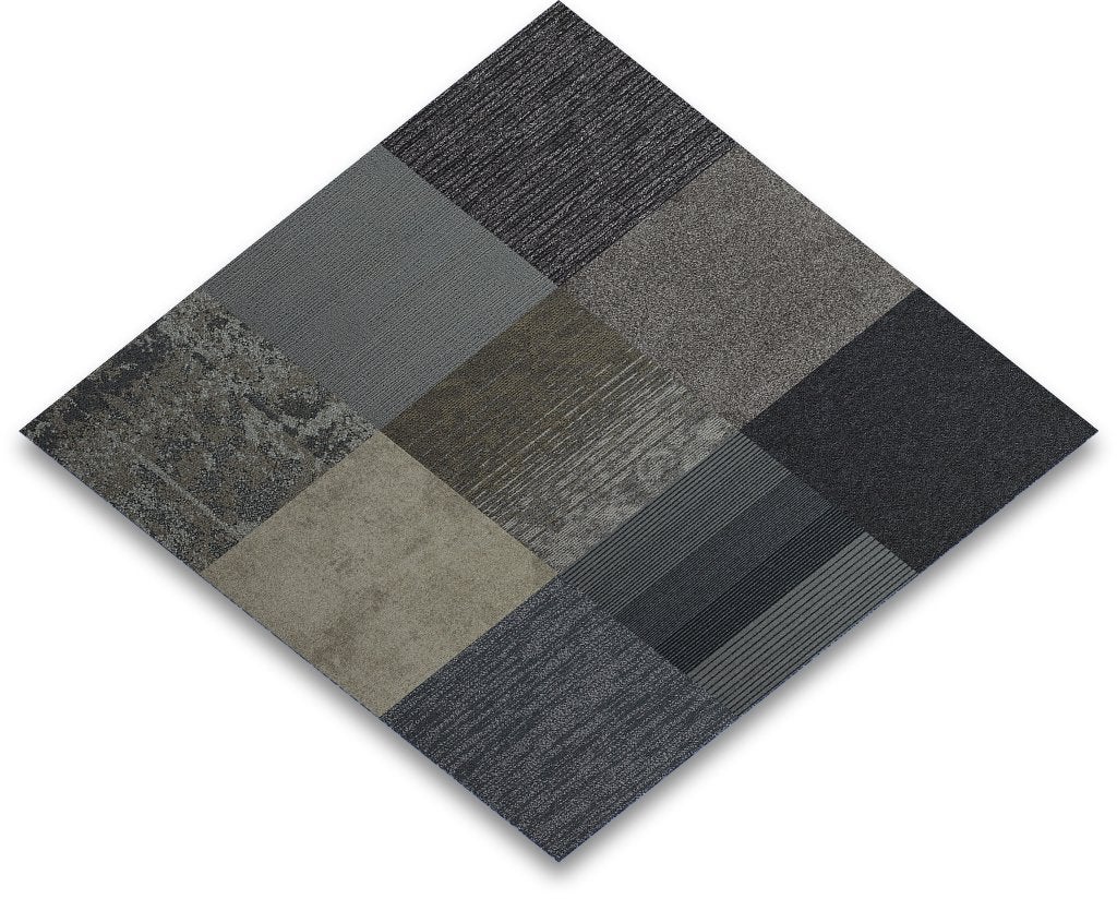 BoogieWoogie grijze tapijttegel mix 50x50 | €2,50 p/stuk, Ophalen, 75 m² of meer, Nieuw, Grijs