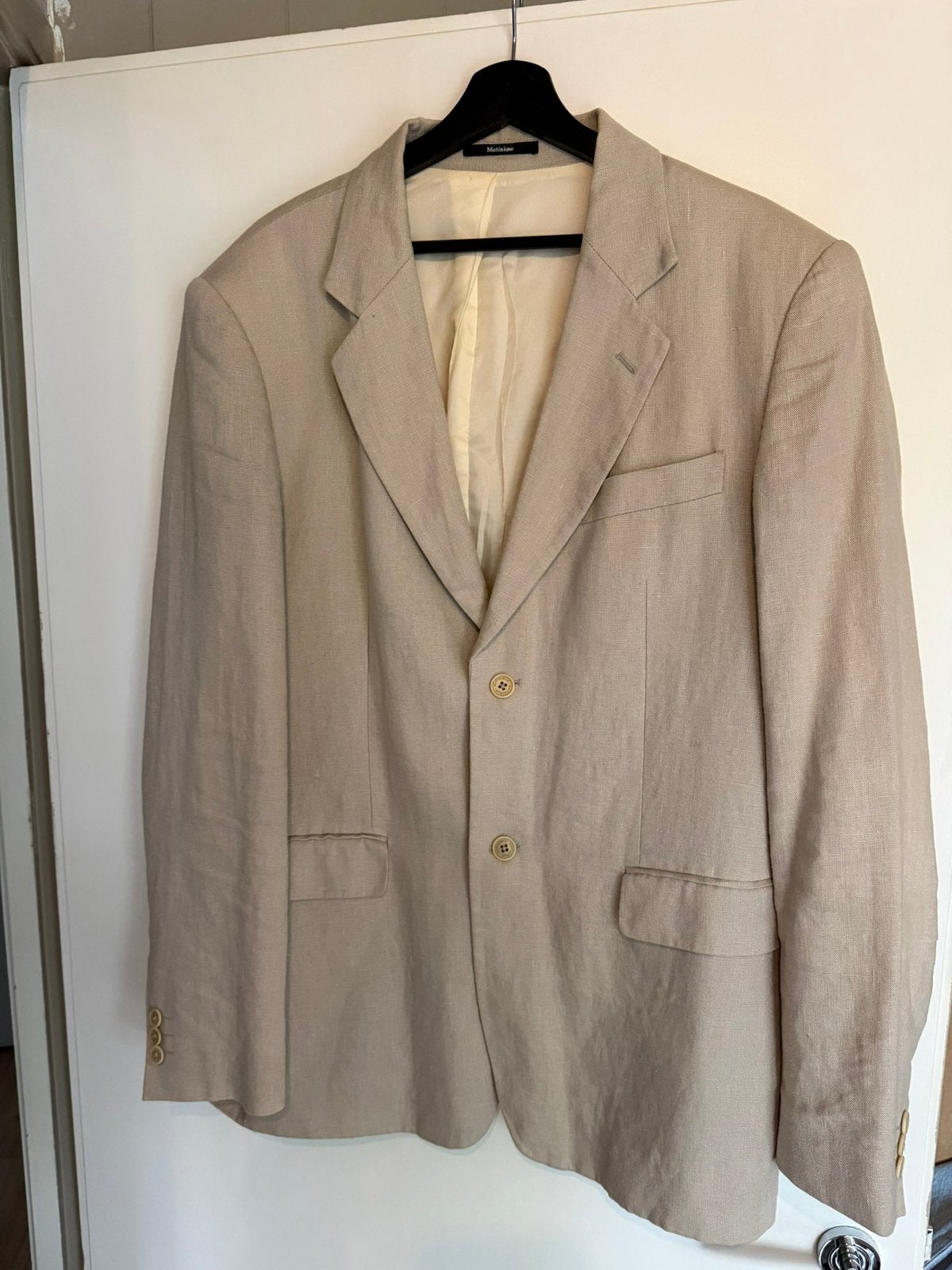 Matinique linnen colbert, Ophalen of Verzenden, Zo goed als nieuw, Maat 52/54 (L), Beige