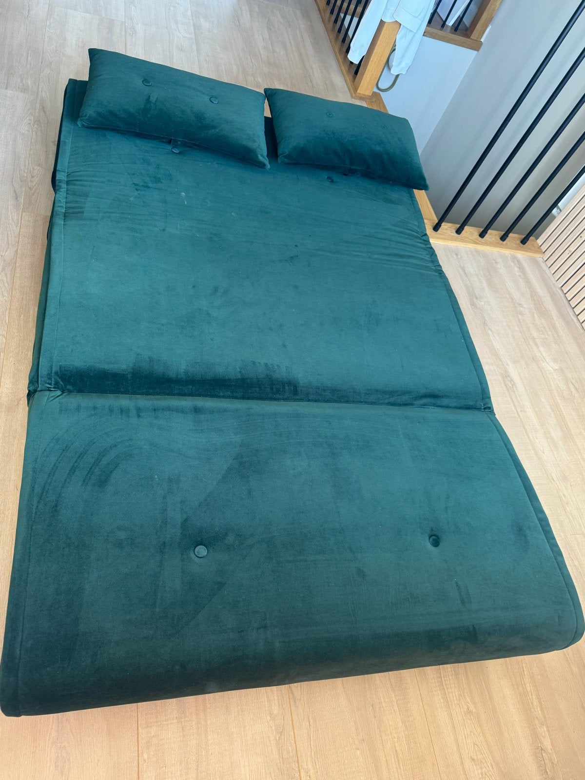 Groen fluwelen slaapbank/vouwbed