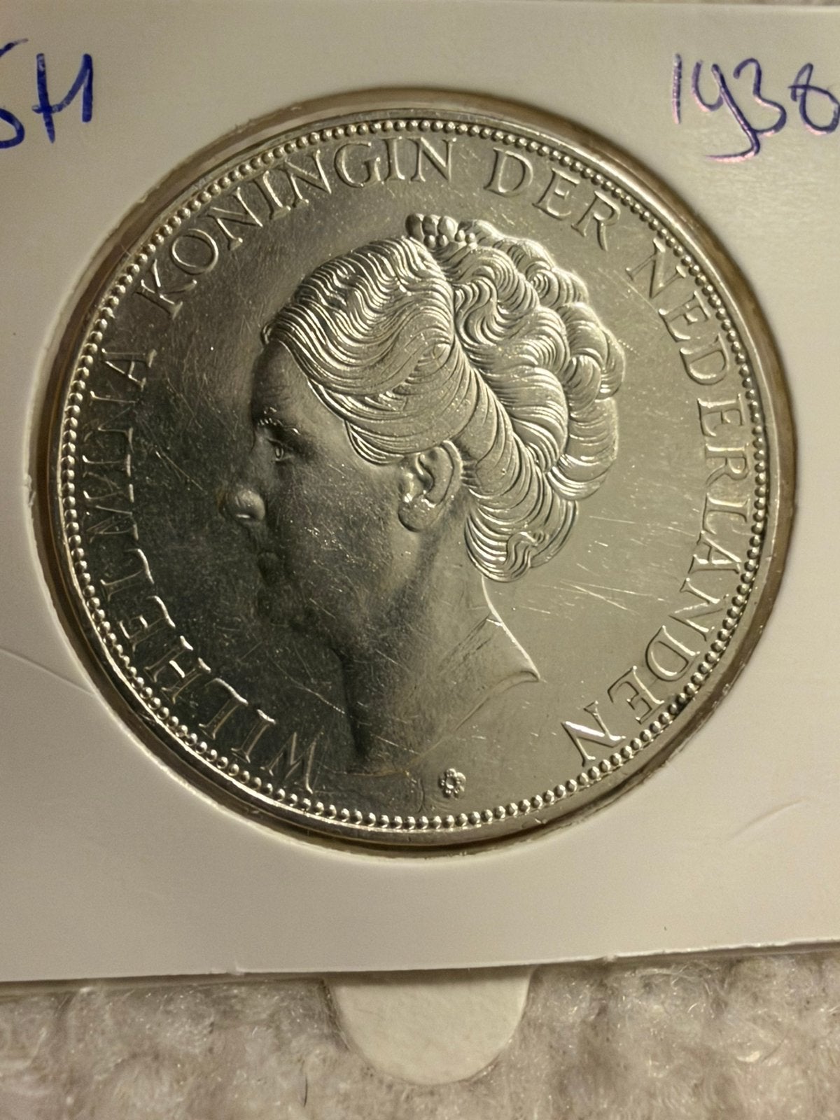 Rijksdaalder 1938 grof haar Wilhelmina, Postzegels en Munten, Zilver, Ophalen of Verzenden, Koningin Wilhelmina, Losse munt