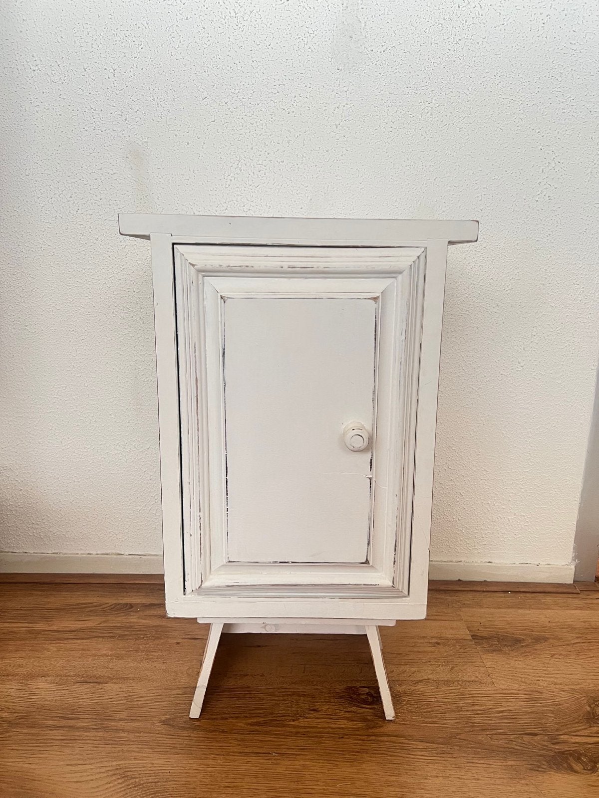 Vintage wit (nacht)kastje met deurtje - Shabby Chic, Ophalen, Zo goed als nieuw