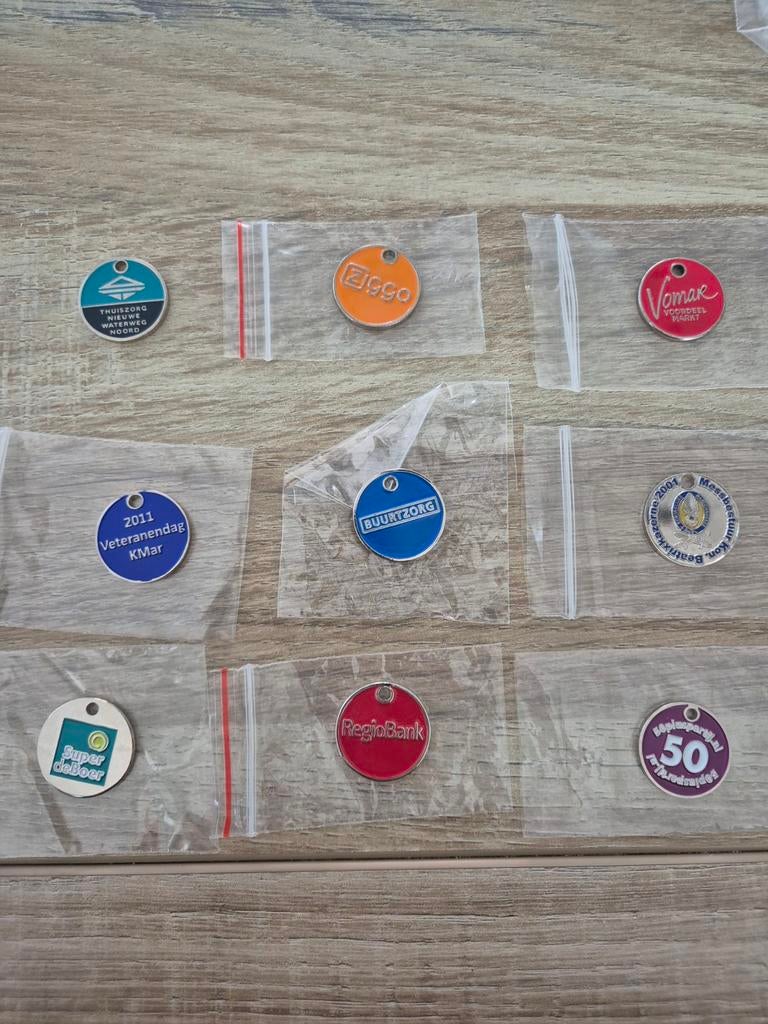 9 diverse winkelwagenmuntjes, Verzamelen, Winkelwagenmuntjes, Ophalen of Verzenden