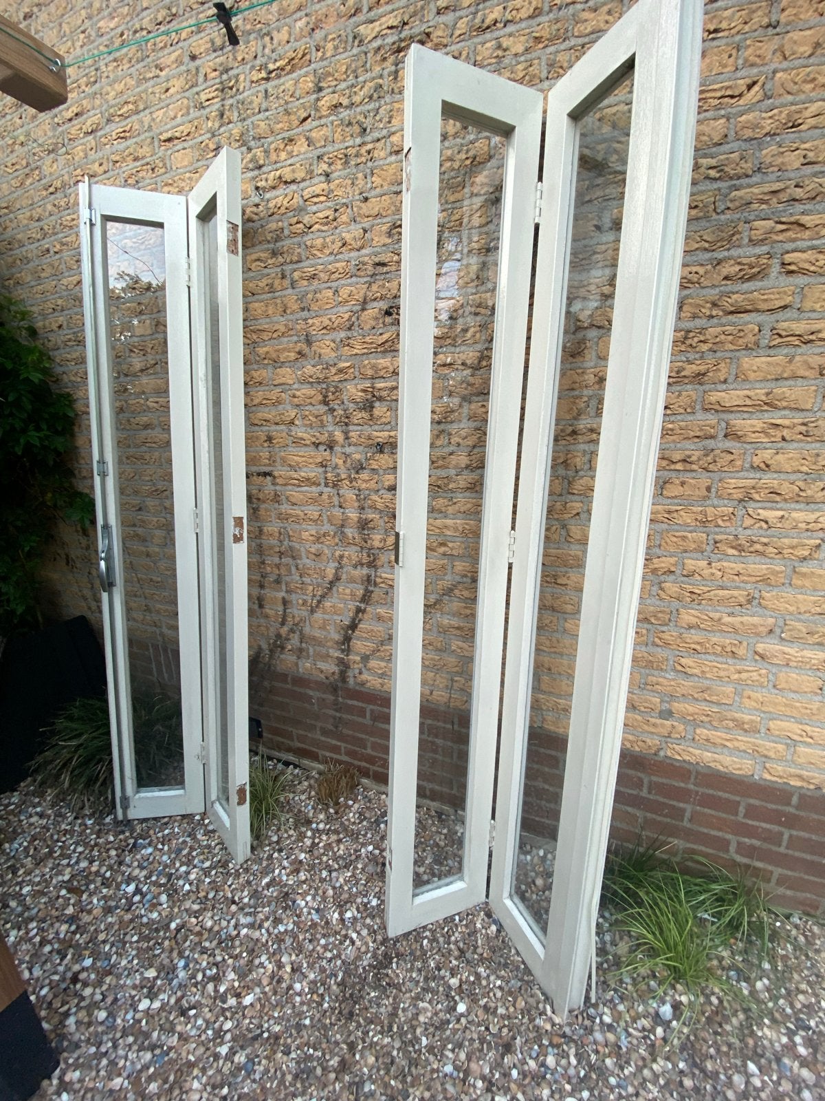 Set van 2 hardhouten vouwdeuren met glas, wit, Doe-het-zelf en Verbouw, Deuren en Horren, Ophalen, Gebruikt, Binnendeur, Vouwdeur