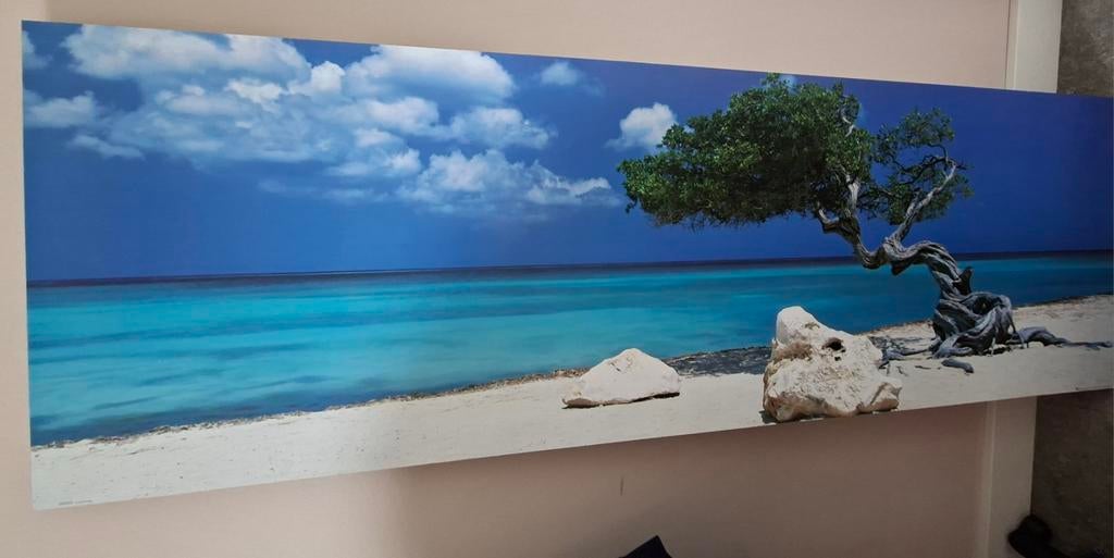 Schilderij strand, Huis en Inrichting, Woonaccessoires | Schilderijen, Tekeningen en Foto's, Ophalen, 125 cm of meer, Zo goed als nieuw