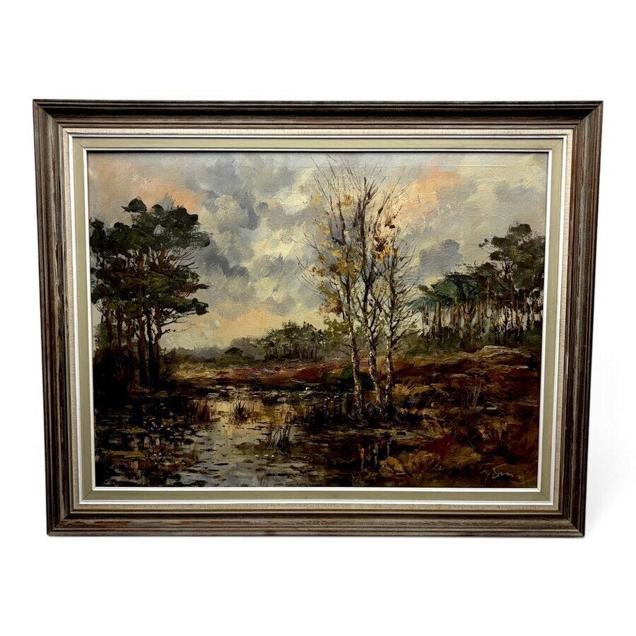 Joop Smits (1938-2014) - Landschap met ven, Antiek en Kunst, Ophalen of Verzenden