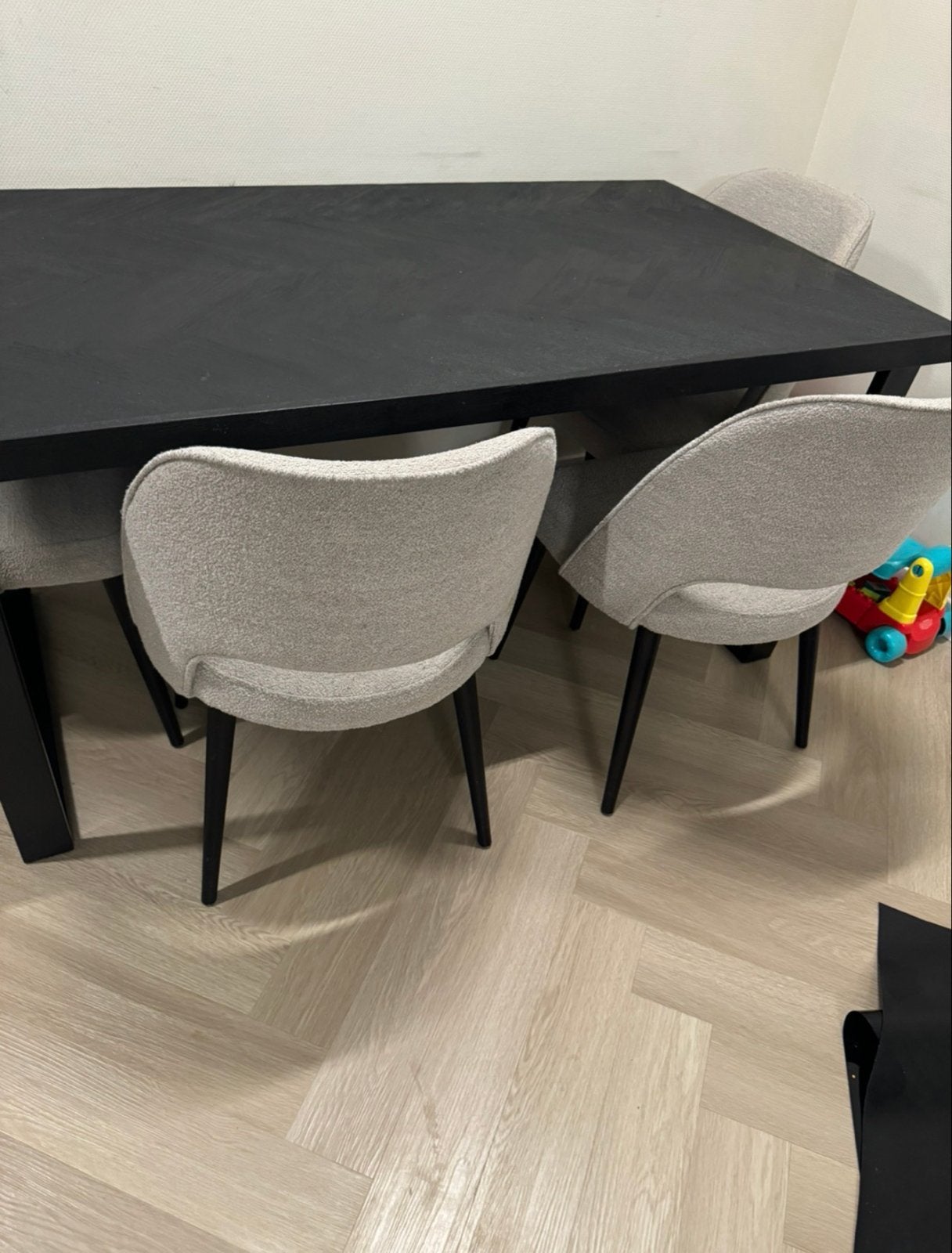 Eettafel U-poot Black Bonito - visgraat look, Ophalen, Gebruikt, 100 tot 150 cm, 50 tot 100 cm