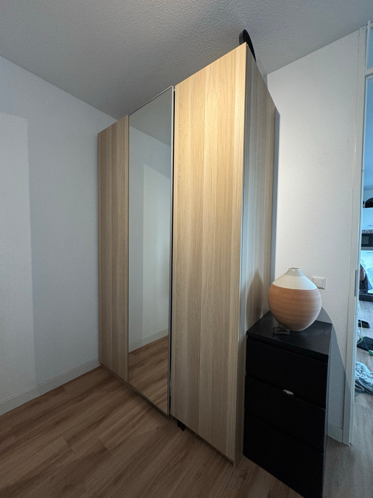 IKEA PAX Kledingkastcombinatie wit gelazuurd eikeneffect, Huis en Inrichting, Ophalen, 100 tot 150 cm, 200 cm of meer, Zo goed als nieuw