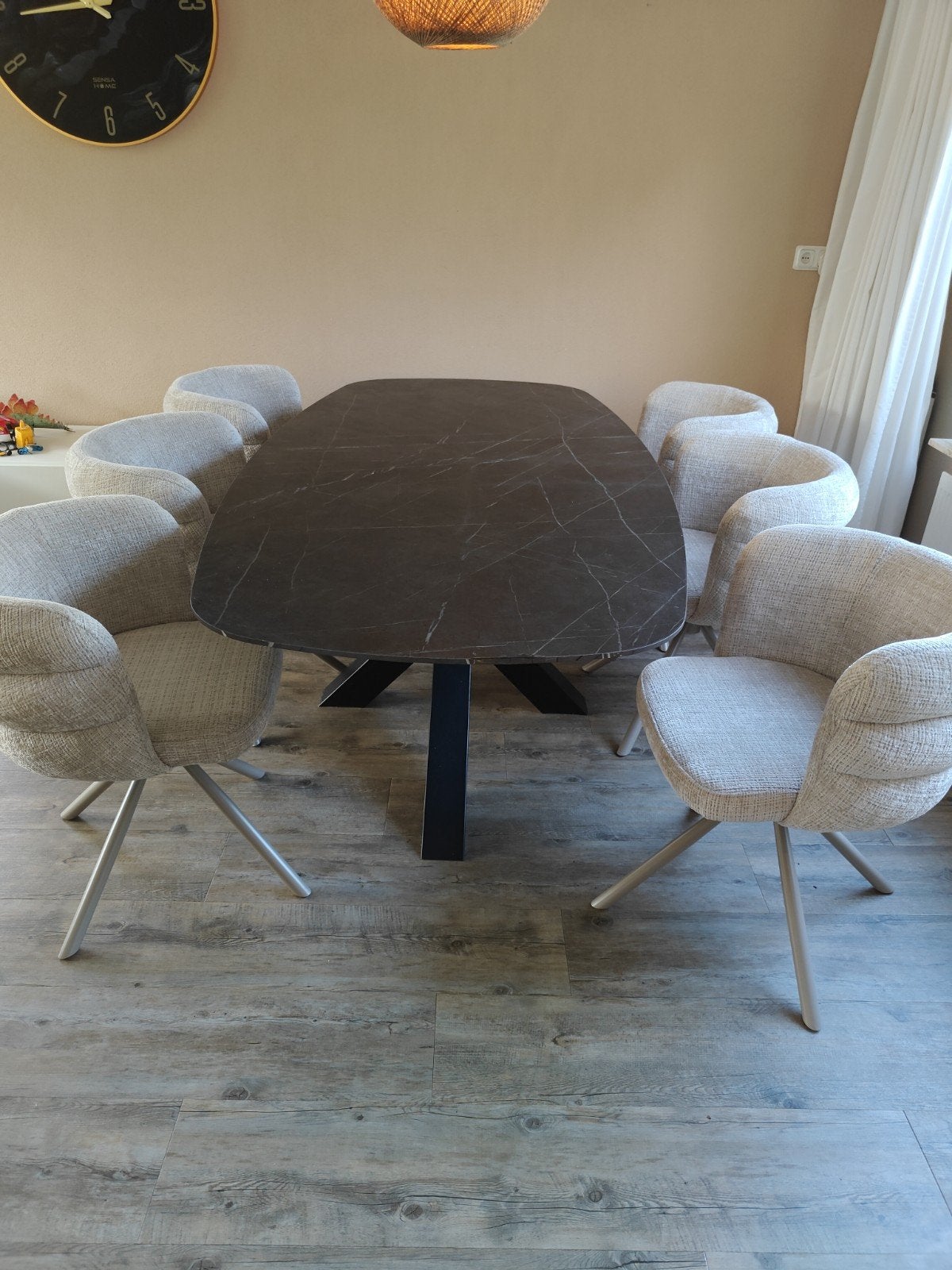 Deense Ovale Eettafel - 215cm Lengte, 74cm Hoog, Huis en Inrichting, Ophalen, Gebruikt, Ovaal, 200 cm of meer