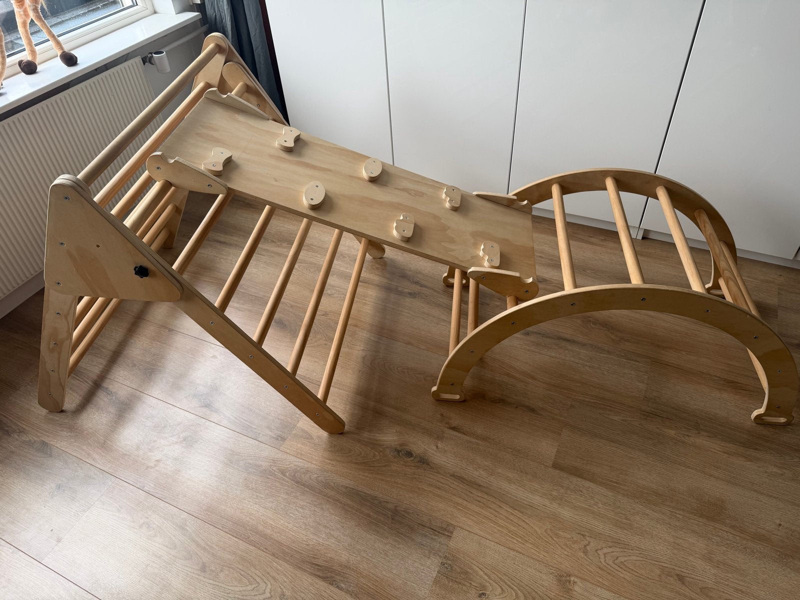 Buxibo Driehoek met Klimboog en Klimplank - Hout, Ophalen, Zo goed als nieuw, Glijbaan